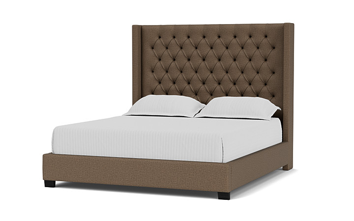 Brown upholstered deals bed